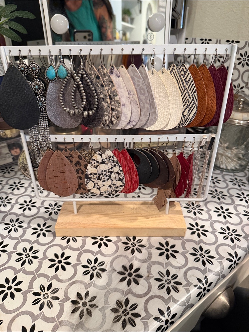 Handmade Teardrop Leather Earrings - Assorted Colors